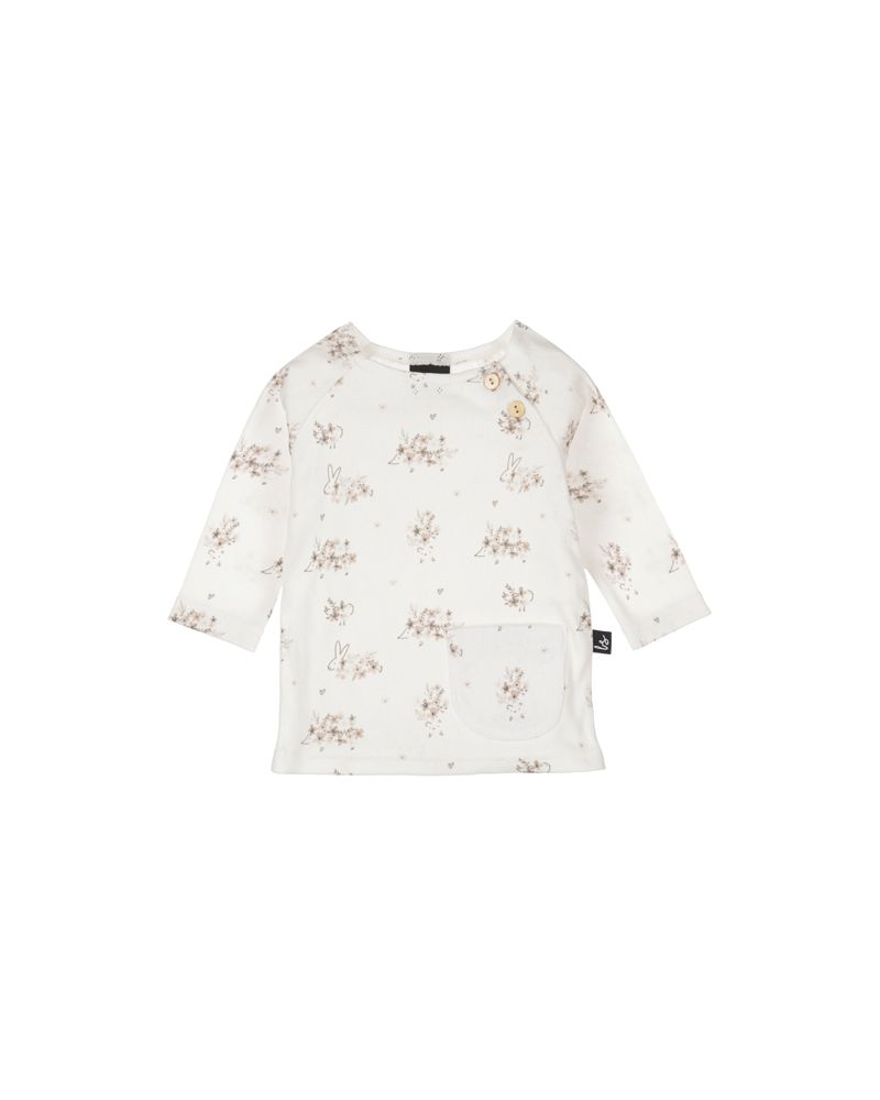 Newborn longsleeve pointelle flower sepia