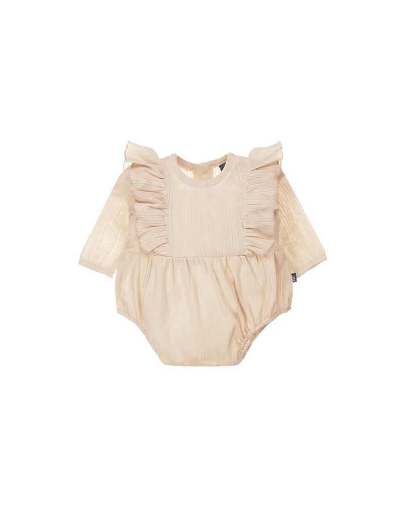 Vertical ruffle playsuit (sand)